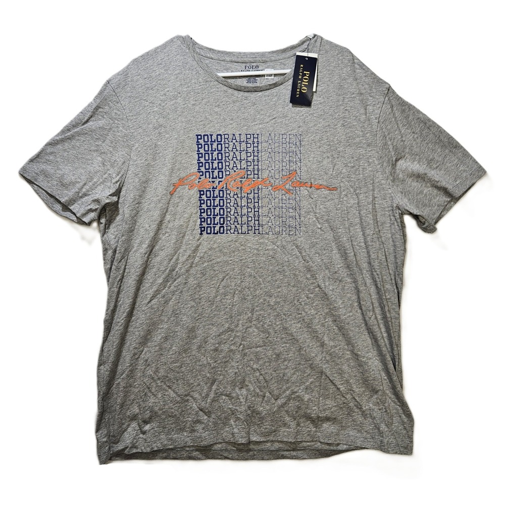 Polo Ralph Lauren Men's Graphic Logo T-Shirt, 1980's Style, Size XL, Gray, NWT
